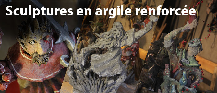 les sculptures en argile renforcee de l'an 2022 de françois monthoux artiste suisse