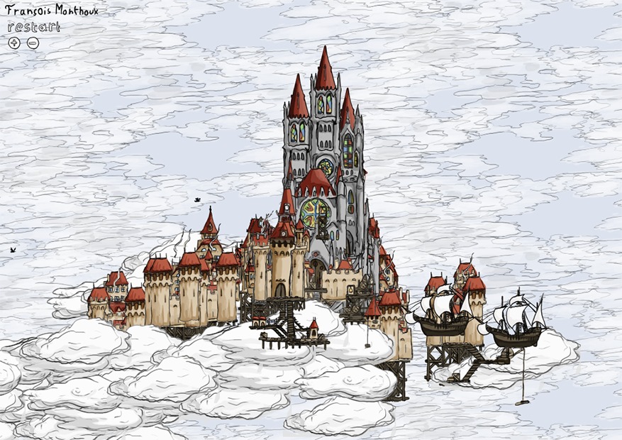 aller voir ville nuages un jeux de François Monthoux artiste suisse romand